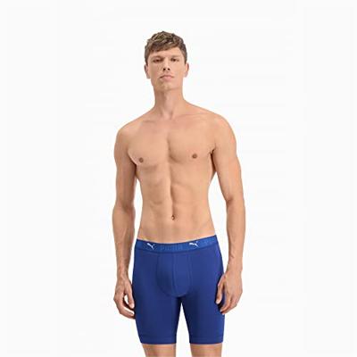 2-pack Heren boxershort lange pijpjes - Blauw - Heren onderbroek tegen schurende benen - Katoen