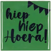 Daan Kromhout Design tegeltje keramiek hiep hiep hoera 10x10cm green - thumbnail