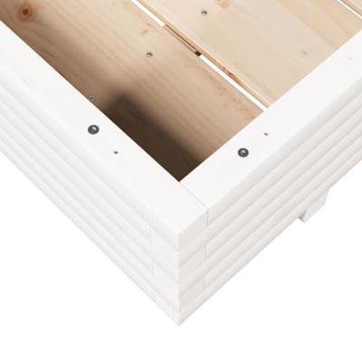 VidaXL Plantenbak 110x110x26,5 cm massief grenenhout wit