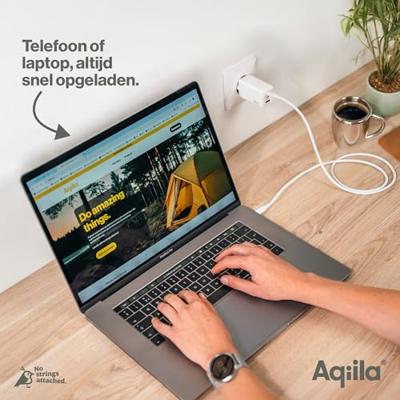 Aqiila W3 USB-oplader 65 W 1x USB-A, 2x USB-C USB PD, Quick Charge 3.0, QC 4+ Wit Binnen