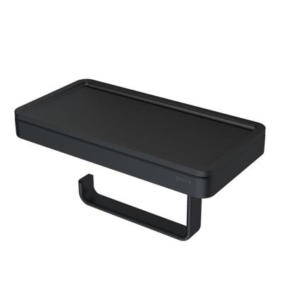 Geesa Frame toiletrolhouder met planchet zwart Geesa Frame toiletrolhouder met planchet zwart