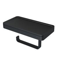 Geesa Frame toiletrolhouder met planchet zwart - thumbnail