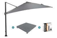 GI Hawaii zweefparasol 300 x 300 cm. - Donker grijs - met voet en hoes - thumbnail