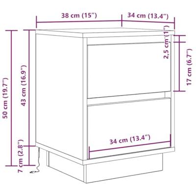 Nachtkastjes met LED-verlichting 2 st 38x34x50 cm betongrijs