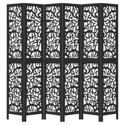 Kamerscherm met 6 panelen massief paulowniahout zwart