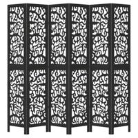 Kamerscherm met 6 panelen massief paulowniahout zwart - thumbnail