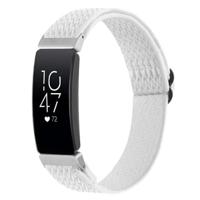 By Qubix - Compatible met Fitbit Inspire 2 Elastische solo loop nylon bandje - Wit - Compatible fitbit bandje - thumbnail