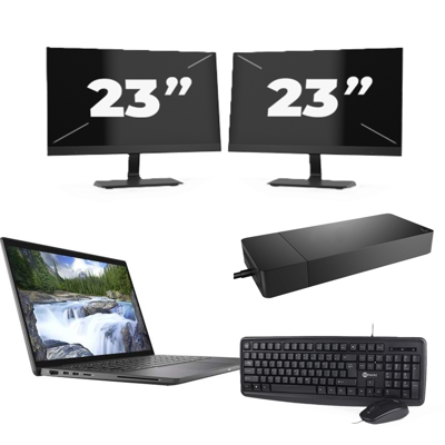 Dell Latitude 7410 - Intel Core i5-10e Generatie - 14 inch - 16GB RAM - 256GB SSD - Windows 11 Home + 2x 23 inch Monitor