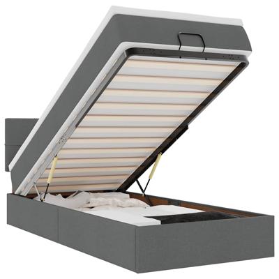 Ottoman bed met matras 90x190cm stof donkergrijs