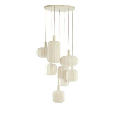 Hanglamp Tulsa 7-lichts rond Creme