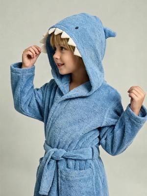Gepersonaliseerde kinderbadjas REQUIN, met gerecycled katoen blauw