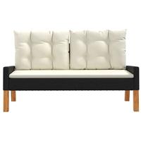 4-delige Loungeset met kussens poly rattan en massief hout - thumbnail