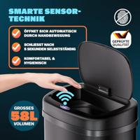 Vuilnisbak opent automatisch met Sensor Zwart 58L - thumbnail