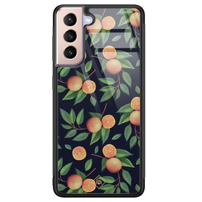 Samsung Galaxy S21 glazen hardcase - Orange lemonade