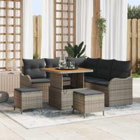 Tuinbankenset met kussen 8 pcs Grijs poly rattan - thumbnail