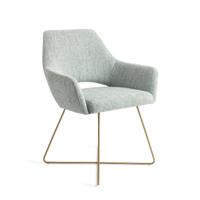 Jesper Home Yanai eetkamerstoel Soft Sage cross gold - thumbnail