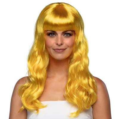Pruik lang haar chique geel