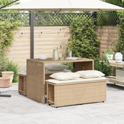 3-delige Tuinset met kussens poly rattan beige 3-delige Tuinset met kussens poly rattan beige