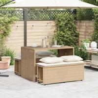 3-delige Tuinset met kussens poly rattan beige - thumbnail