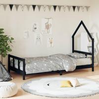 Kinderbedframe 90x190 cm massief grenenhout zwart - thumbnail