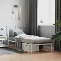Bedframe met hoofdbord metaal wit 90x190 cm - thumbnail