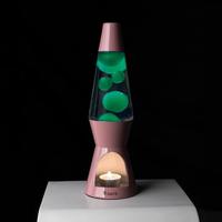 Waxinelicht lavalamp - Roze met groene lava - thumbnail