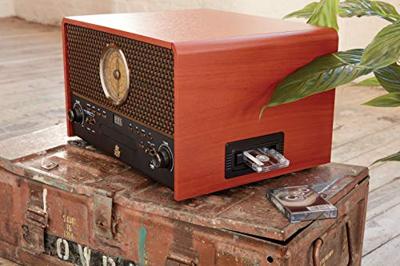 GPO Chesterton 5 In 1 Vintage Entertainment System Turntable USBRecording Wooden