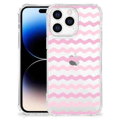 Apple iPhone 14 Pro Max Doorzichtige Silicone Hoesje Waves Roze Apple iPhone 14 Pro Max Doorzichtige Silicone Hoesje Waves Roze