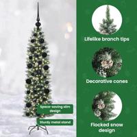 VidaXL Kunstmatige slanke kerstboom met 150 led groen en wit 120 cm - thumbnail