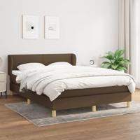 Boxspring met matras stof donkerbruin 140x200 cm - thumbnail