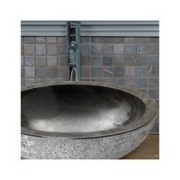 Waskom Imso Lavabo Rotondo Nero Grezzo Marmer 45x15cm - thumbnail