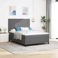 Boxspringbed Lichtgrijs en wit. 140 x 200 cm Katoen Stof - thumbnail
