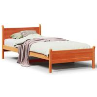 Bedframe zonder matras massief grenenhout wasbruin 200x200 cm - thumbnail