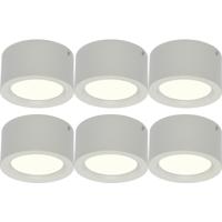 LED Downlight 6 Pack - Opbouw Rond Hoog 10W - Natuurlijk Wit 4200K - Mat Wit Aluminium - Ø140mm - thumbnail