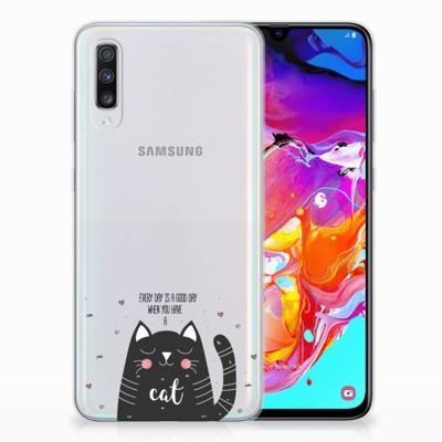 Samsung Galaxy A70 Telefoonhoesje met Naam Cat Good Day Samsung Galaxy A70 Telefoonhoesje met Naam Cat Good Day