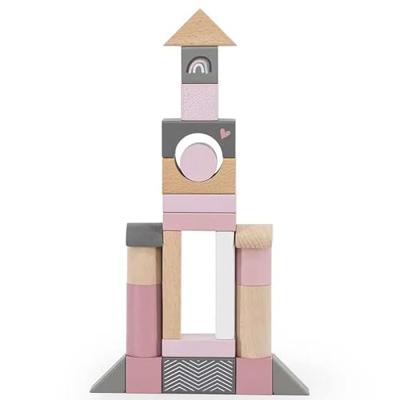 Label Label Houten blokken 50 stuks roze