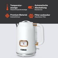 Muse MS-030W - Elektrische waterkoker, 1,7 L, wit/messing - thumbnail