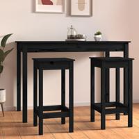 Barstoelen 2 st 40x40x78 cm massief grenenhout zwart - thumbnail