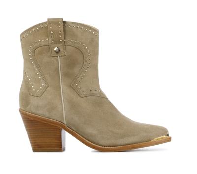 Red Rag 77156 suède cowboylaarzen met studs beige