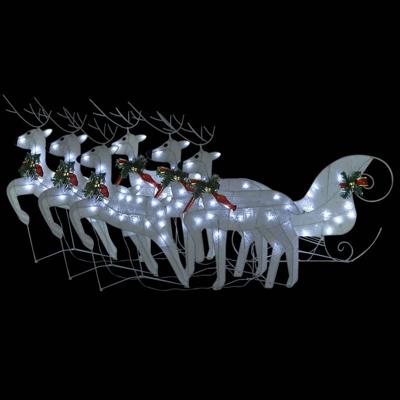 VidaXL Buitenkerstversiering rendieren en slee 140 led's wit VidaXL Buitenkerstversiering rendieren en slee 140 led's wit