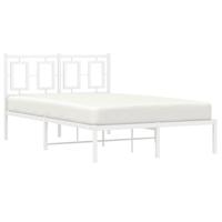 Bedframe met hoofdbord metaal wit 120x200 cm - thumbnail