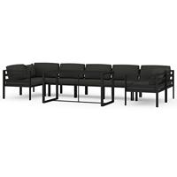 8-delige Loungeset met kussens aluminium antracietkleurig - thumbnail