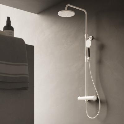 Hotbath Cobber - Stortdoucheset - 200 mm Hoofddouche - 360 mm Hartafstand - Glijstang - Rond Model Handdouche - Verouderd Ijzer - Mat Glans - Opbouw - 1/2 Inch Aansluiting - V02