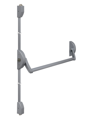 Lips FLAR101M Paniekopener Freedom Line model R | met duwstang | 2 - 3 sluitpunten met nachtschootblokkering | 910mm kleur zilvergrijs/zilvergrijs. -