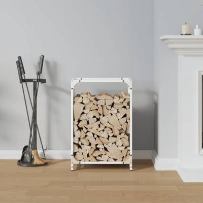 VidaXL Brandhoutrek 44x28x65 cm koudgewalst staal wit