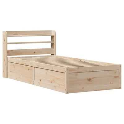 Bedframe met hoofdbord massief grenenhout 75x190 cm