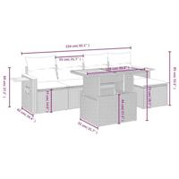 6-delige Loungeset met kussens poly rattan beige - thumbnail