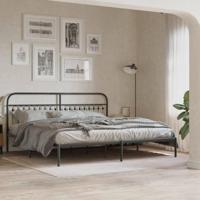 Bedframe met hoofdbord metaal zwart 193x203 cm - thumbnail