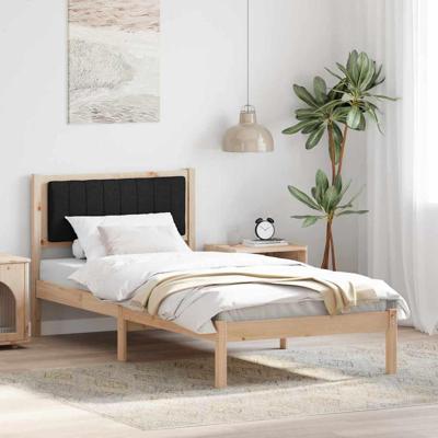 Bedframe met Gevoerd Hoofdgedeelte Zwart 90 x 190 cm