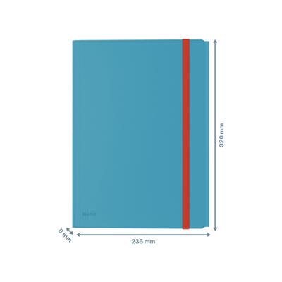 Leitz Cosy elastomap met 3 kleppen, met opbergvak met drukknoppsluiting, uit PP, ft A4, blauw
